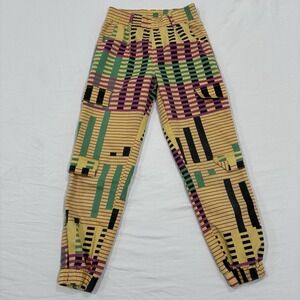 V.I.P. Cargo Jogger Pants Elastic Waist Cuffs Yellow Womens 1/25 Retro Inspired